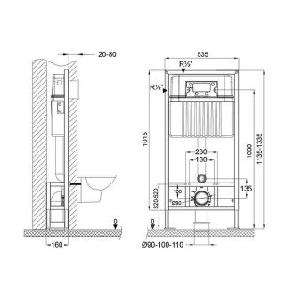 SET Инсталляция Sava Free Standing + клавиша смыва BETTOSERB SFS40006483 золото матовое BRICKS